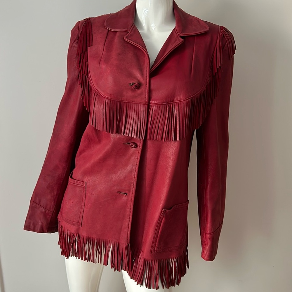Vintage leather fringe coat